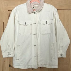 STOOSH VINTAGE DENIM On Trend Denim Jacket with Teddy Bear Lining. Size Large.